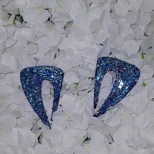Blue Glitter Earrings